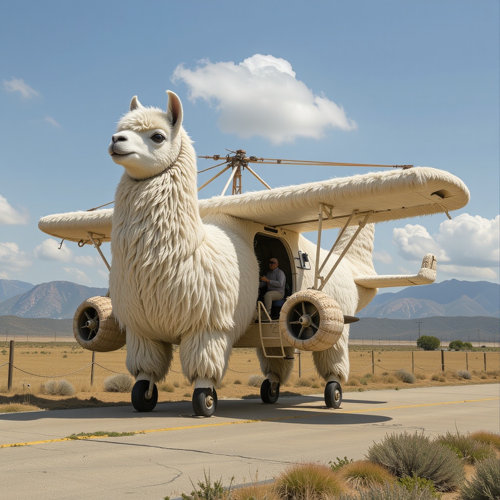1 Alpaca-shaped aircraft,  Hybrid,  surreal on Tensor.Art