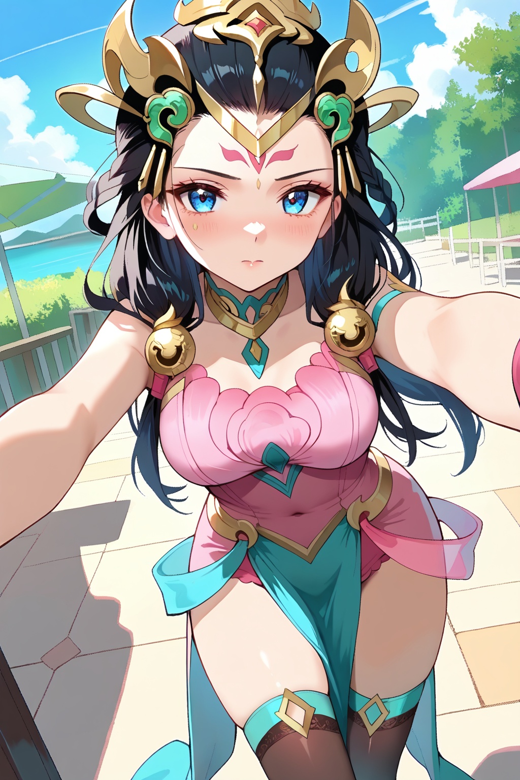 Random scene,  Random scene,  Thigh exposed on Tensor.Art