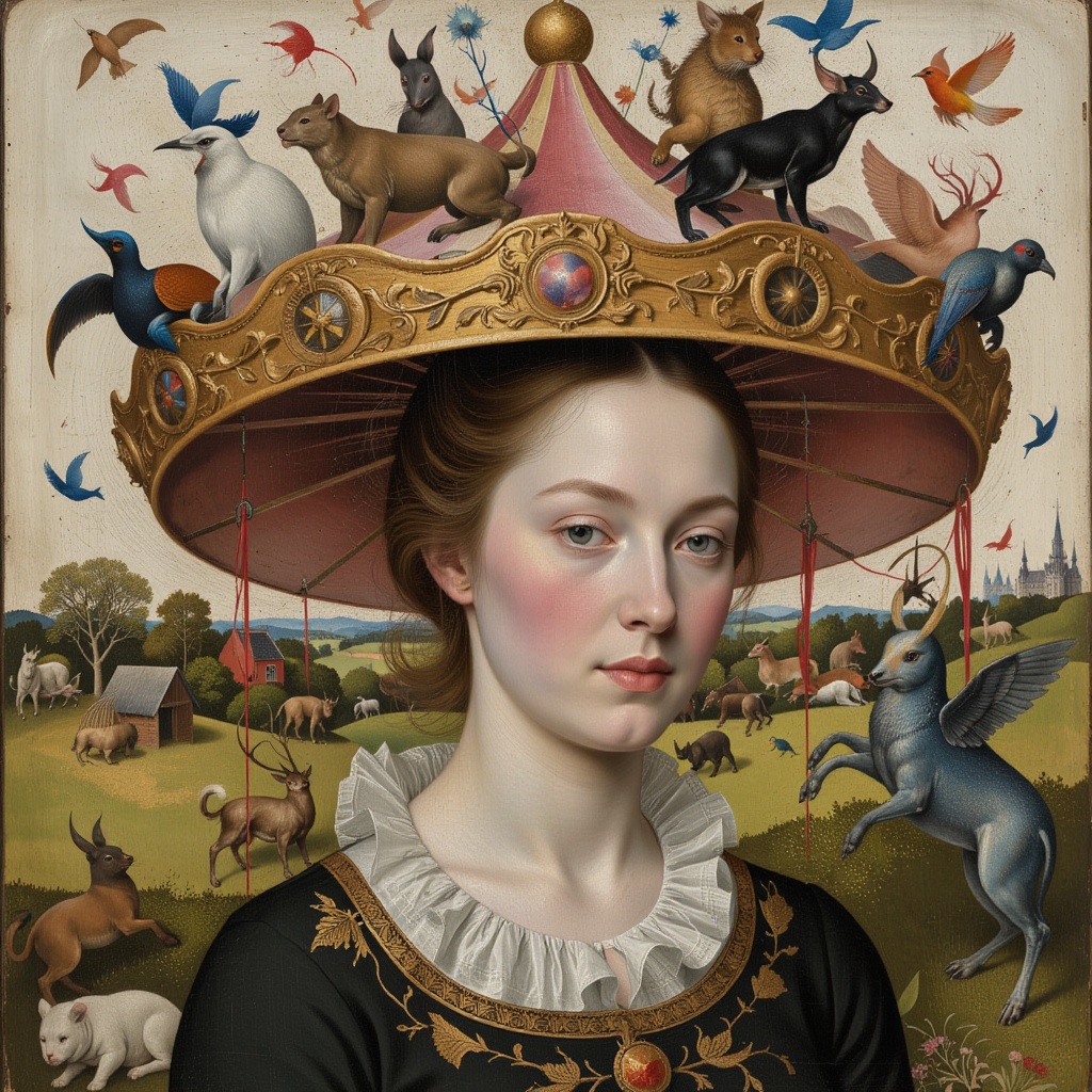 1 Merry-go-round-shaped Hat,  Bosch,  Middle Ages on Tensor.Art
