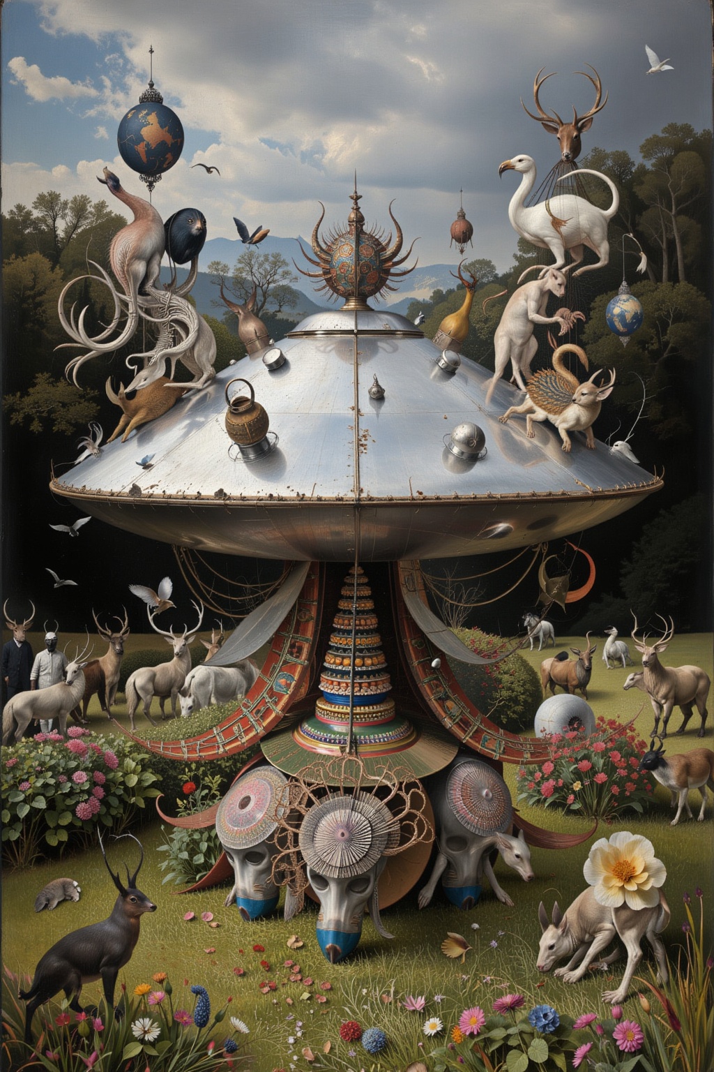 1 Steel helmet-shaped UFO,  photo realistic.,  Bosch on Tensor.Art