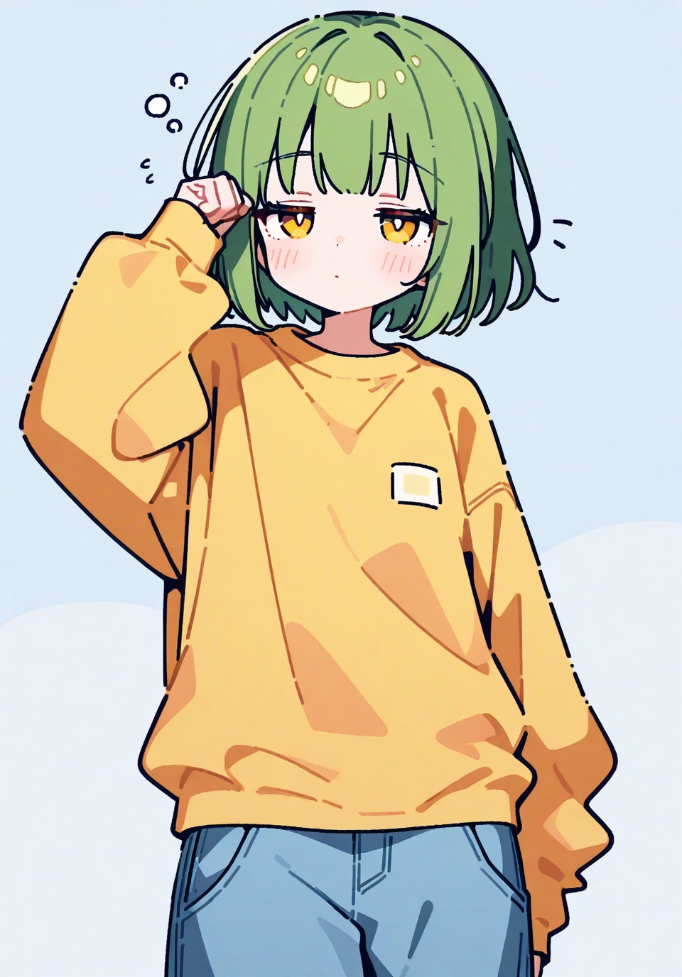 1girl,  thick,  green hair on Tensor.Art