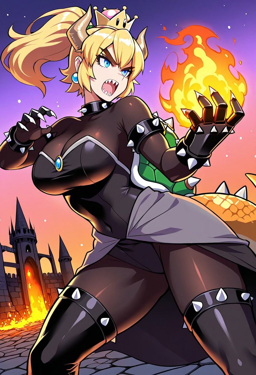 1girl,  (Bowsette,  sharp teeth on Tensor.Art