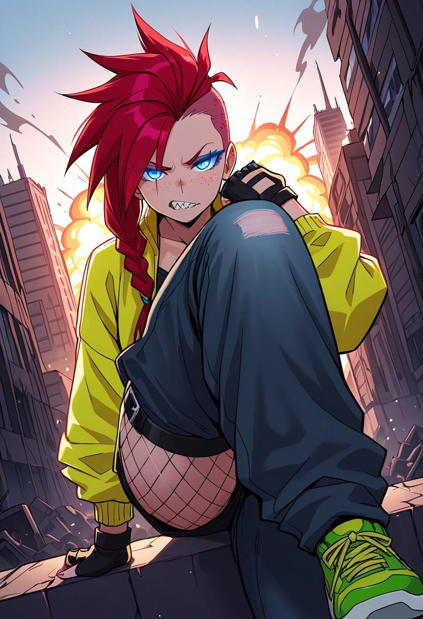1girl,  (undercut,  long half shaved hair on Tensor.Art