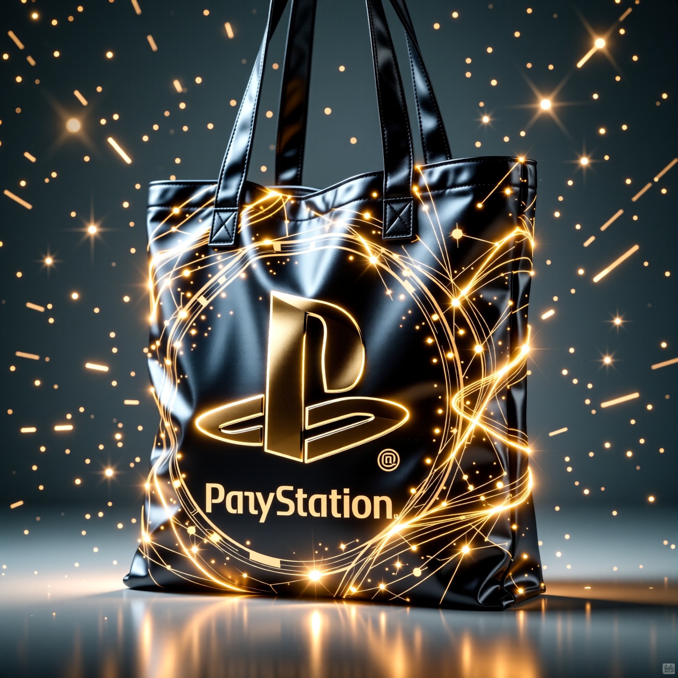 tote bag mockup with Playstation Logo,  clean background,  totebag style on Tensor.Art
