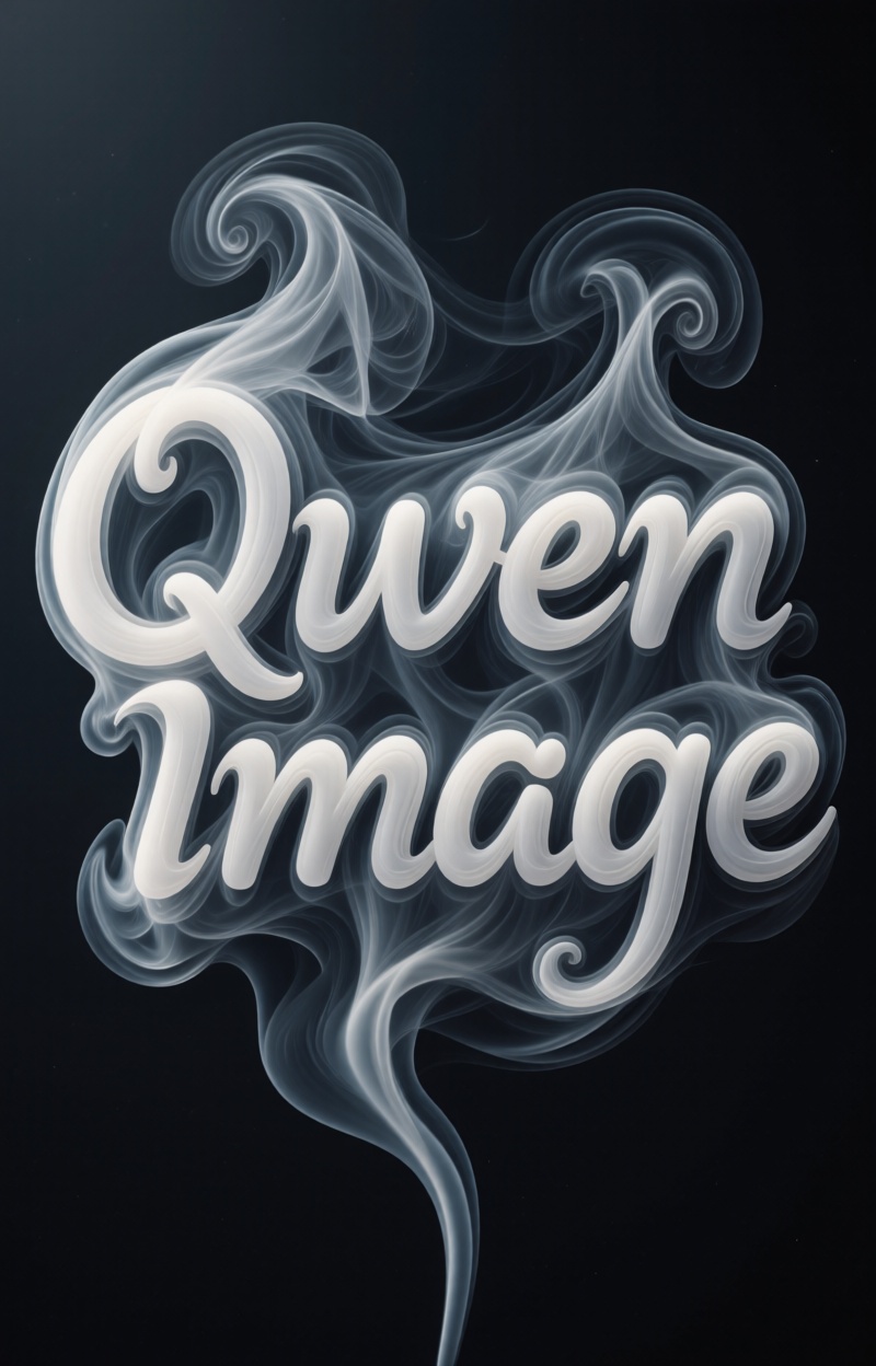 Kintypographyfus. Smoke typography. Letters shaped from thick white smoke swirling in dark background. Ethereal,  surreal,...