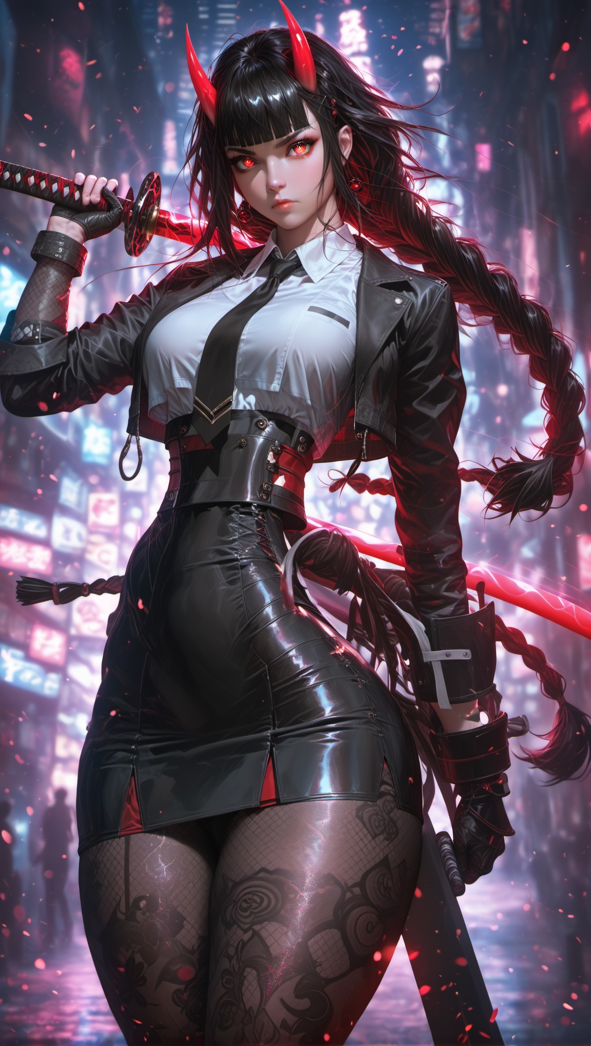 1girl,  foreshortening,  black gloves on Tensor.Art