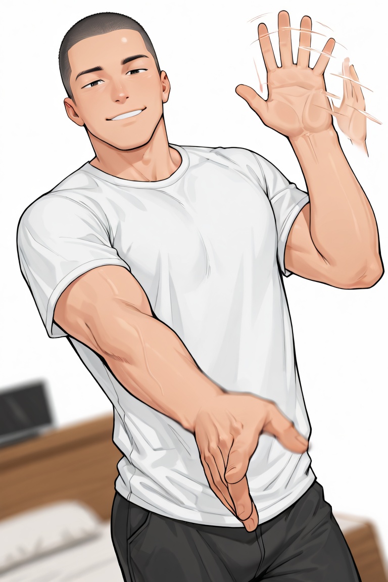 anime screencap,  male focus,  buzz cut on Tensor.Art