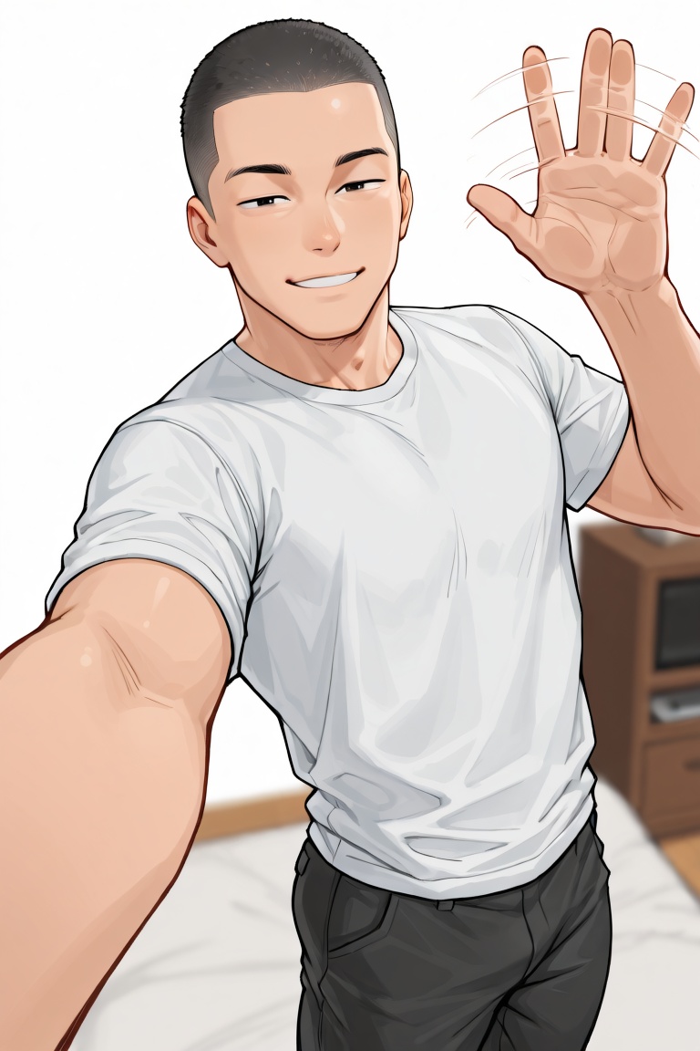 anime screencap,  male focus,  buzz cut on Tensor.Art