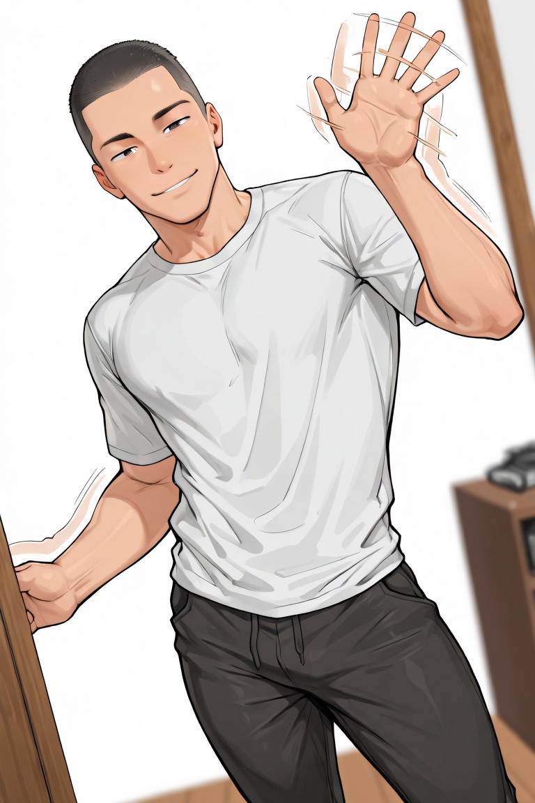 anime screencap,  male focus,  buzz cut on Tensor.Art