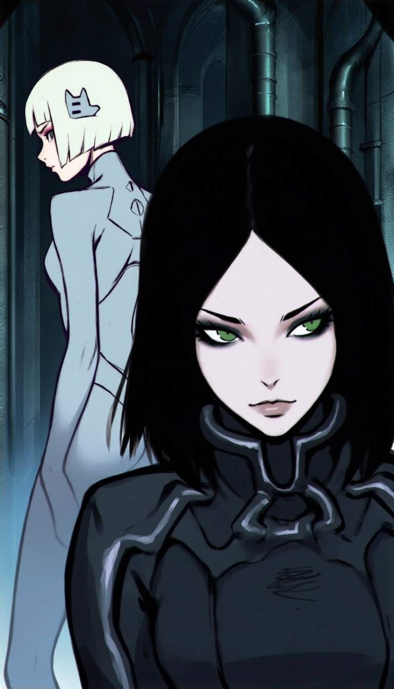 a portrait illustration by ilya kuvshinov,  black hair,  makeup on Tensor.Art