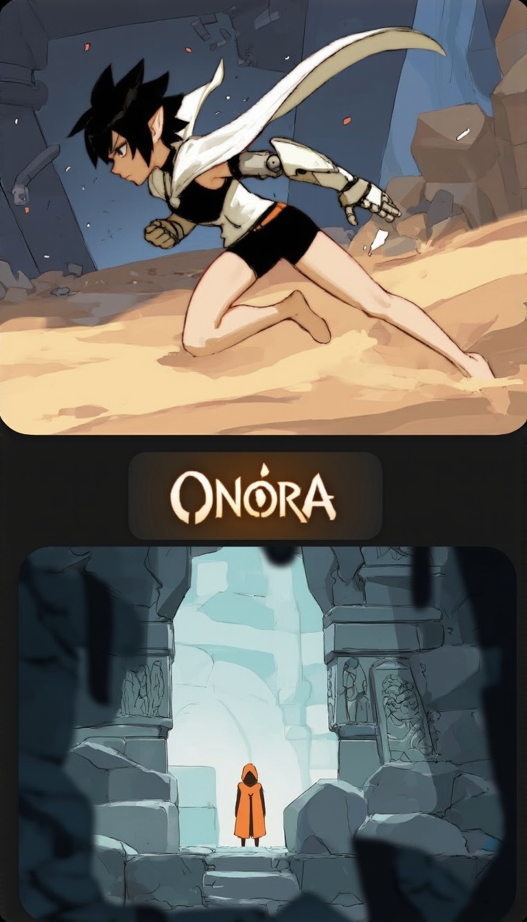 a sandy desert illustration ,  pointy ears,  1girl on Tensor.Art