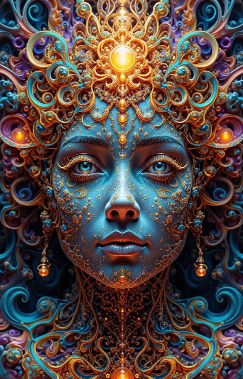 Fractalcreaplay. Portrait of a human face,  fractal face,  fractal geometry on Tensor.Art