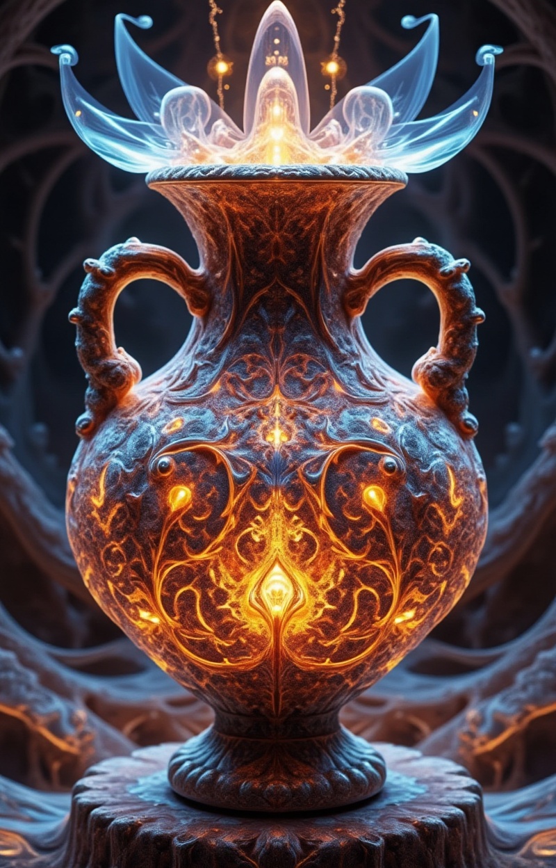 Fractalcreaplay. amphora jug made of fractal structures,  fractal object,  detailed fractal surface on Tensor.Art