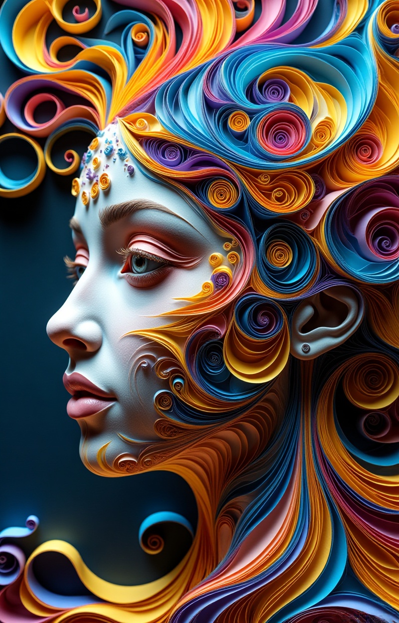 Portrait of a human face,  fractal face,  constructed from fractal patterns on Tensor.Art