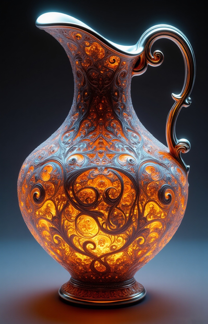 Fractalcreaplay. amphora jug made of fractal structures,  fractal object,  detailed fractal surface on Tensor.Art