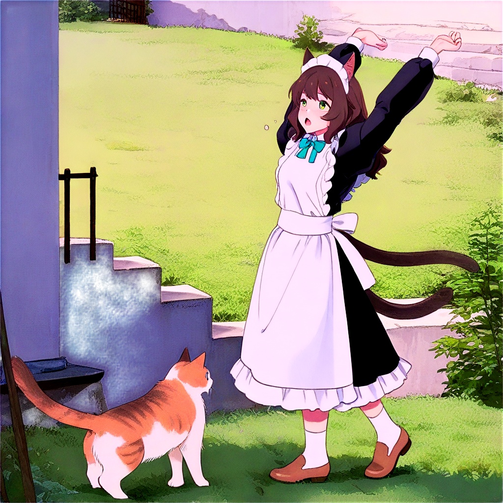 detailed-anime,  1girl,  cat on Tensor.Art