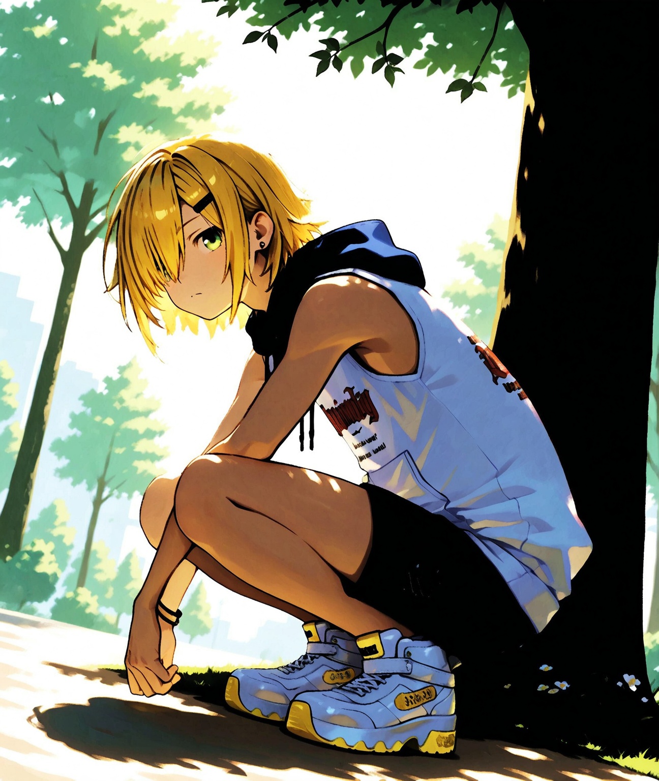 summer,  backlighting,  tree shadow on Tensor.Art