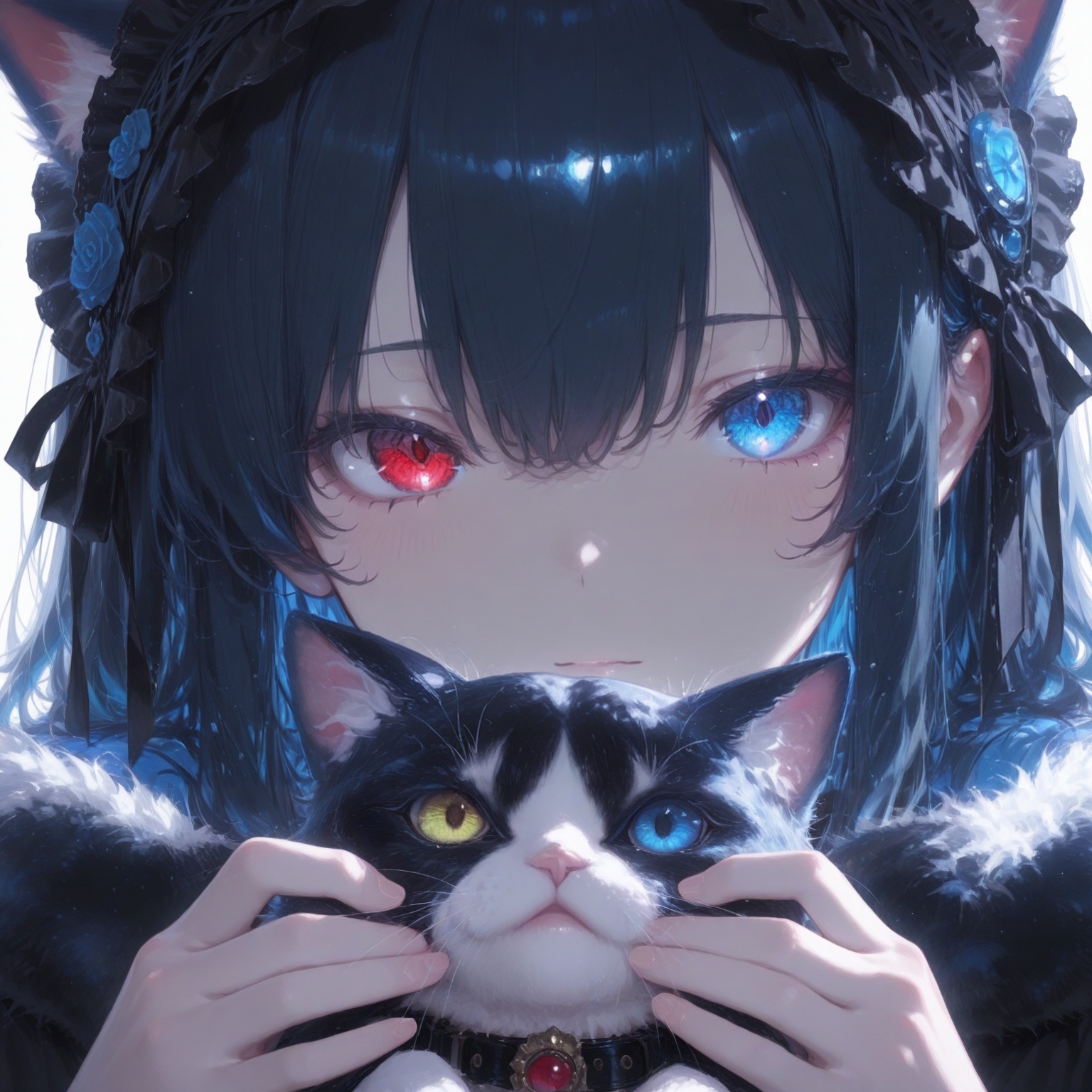 masterpiece、best quality,  ultra-detailed,  anime style、upper shot、a girl with heterochromia (one red eye on Tensor.Art