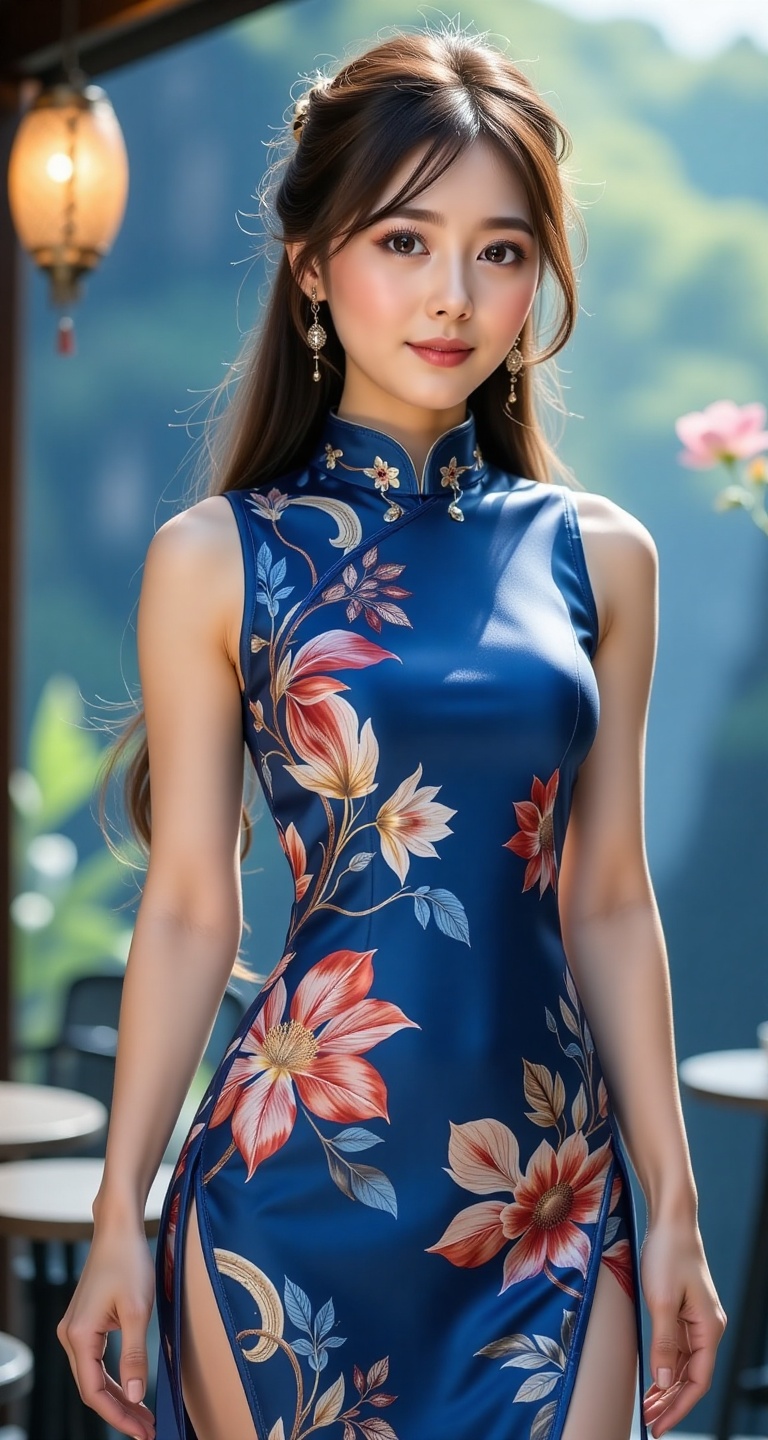 A high-resolution,  ultra-detailed image of 1girl solo long hair looking at viewer brown hair black hair dress brown eyes...