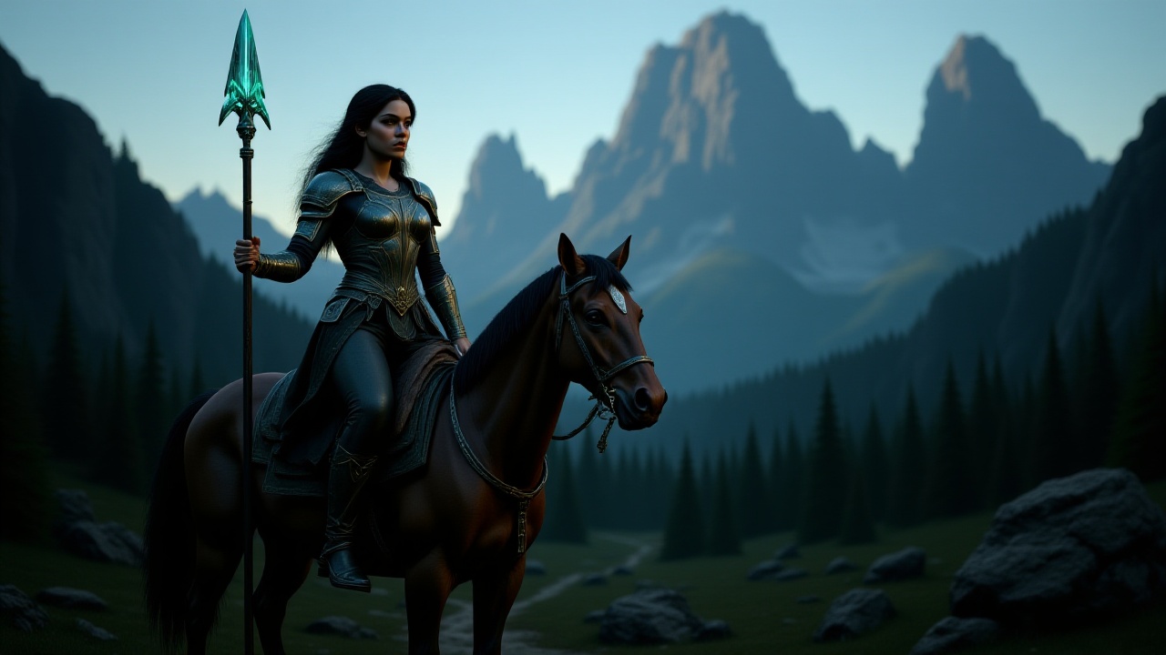 In an epic fantasy setting,  a fierce female warrior,  her body a blend of muscle and grace on Tensor.Art