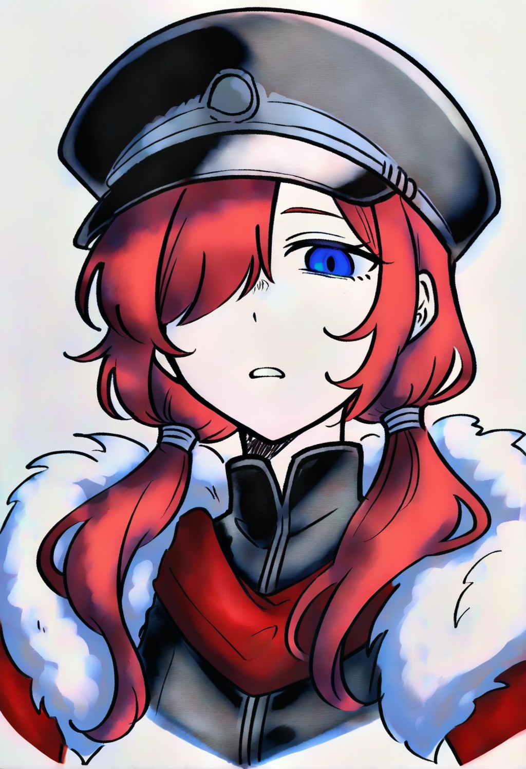 colored lineart,  1girl,  black hat on Tensor.Art