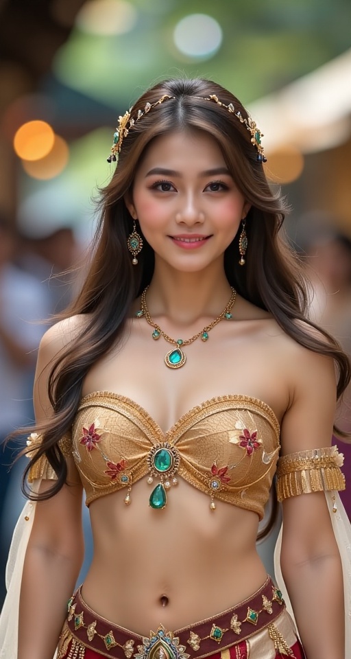 A high-resolution,  ultra-detailed image of 1girl solo long hair looking at viewer shy smile brown hair lagre breasts hair...