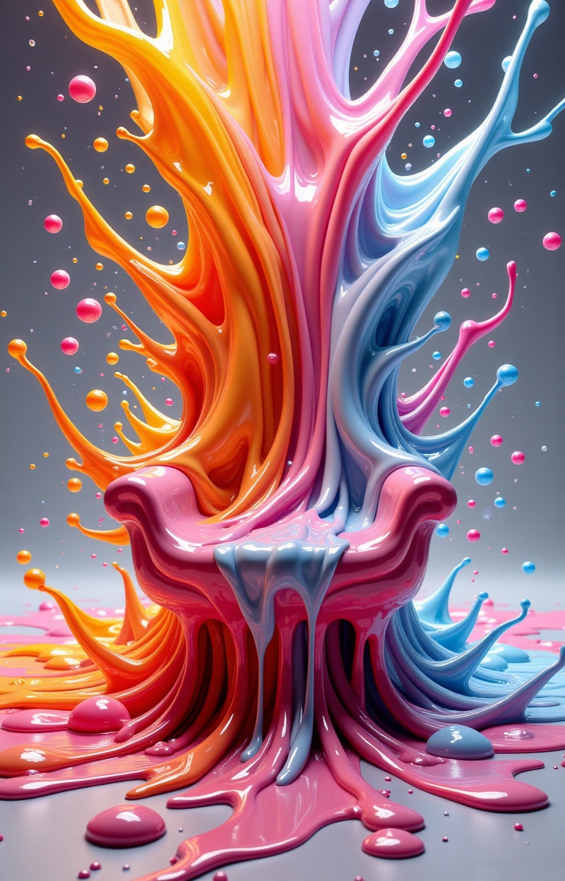 Meltcreaplay. Chair melting into the floor,  object dripping,  fluid transformation on Tensor.Art