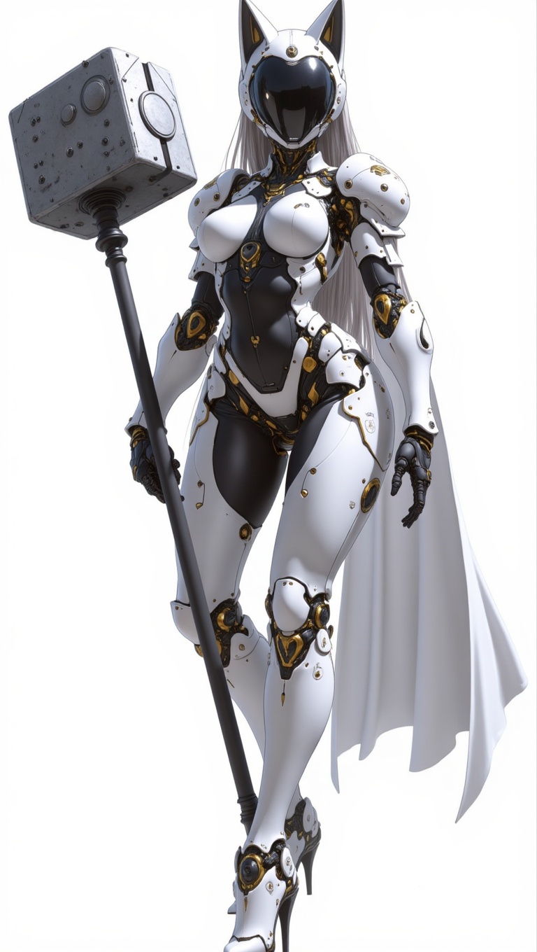 8K UHD,  full body portrait of a tall,  curvaceous female cyber-knight on Tensor.Art