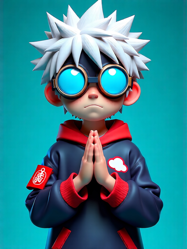 3D,  Real Cartoon,  a stylized boy with spiky white hair on Tensor.Art