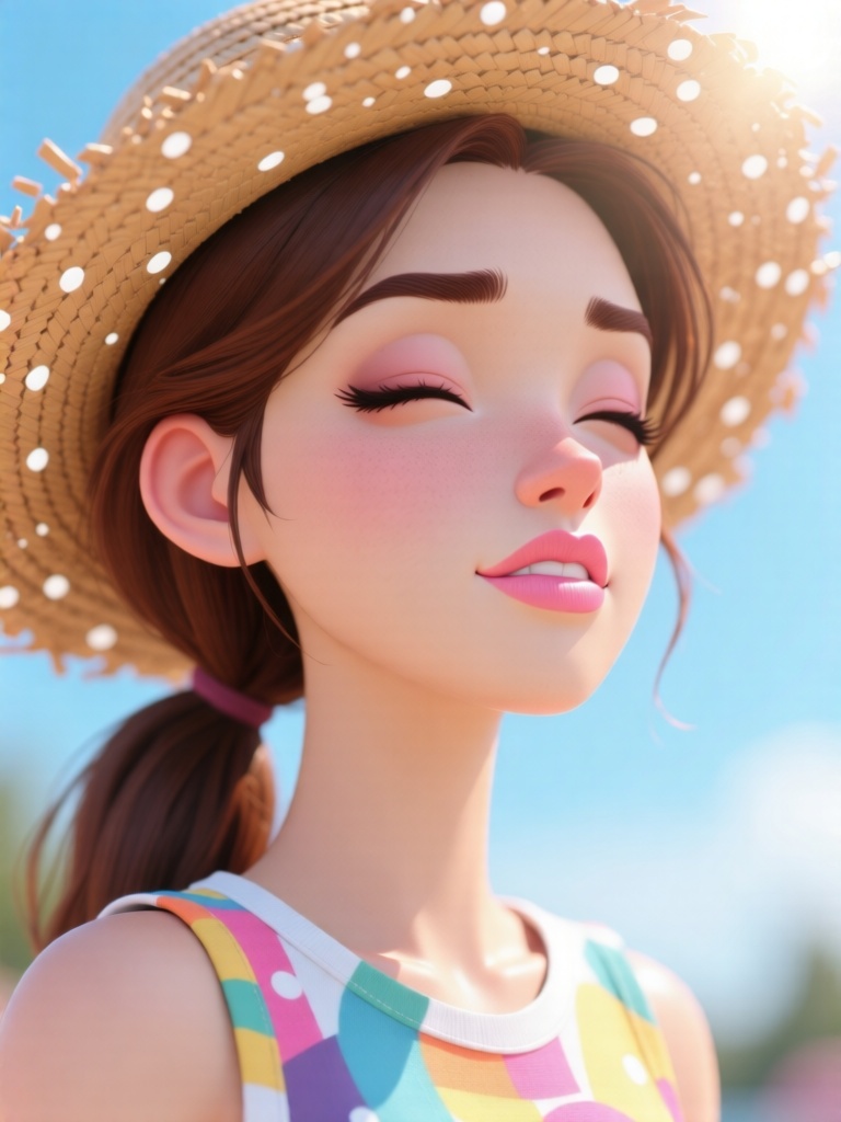 3D,  Real Cartoon,  A close-up shot of a woman's face on Tensor.Art