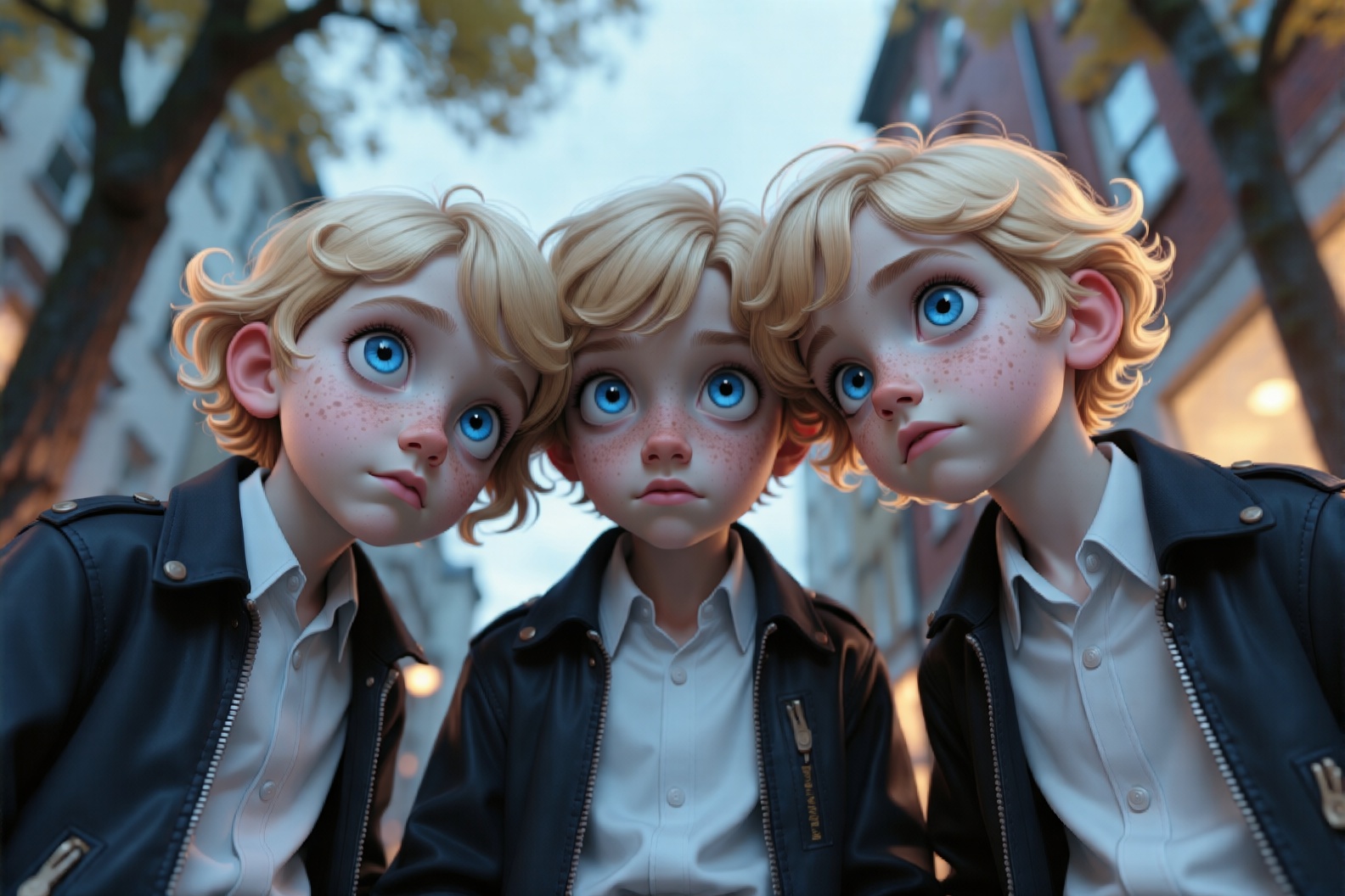 3D,  Real Cartoon,  Three young children with pale skin on Tensor.Art