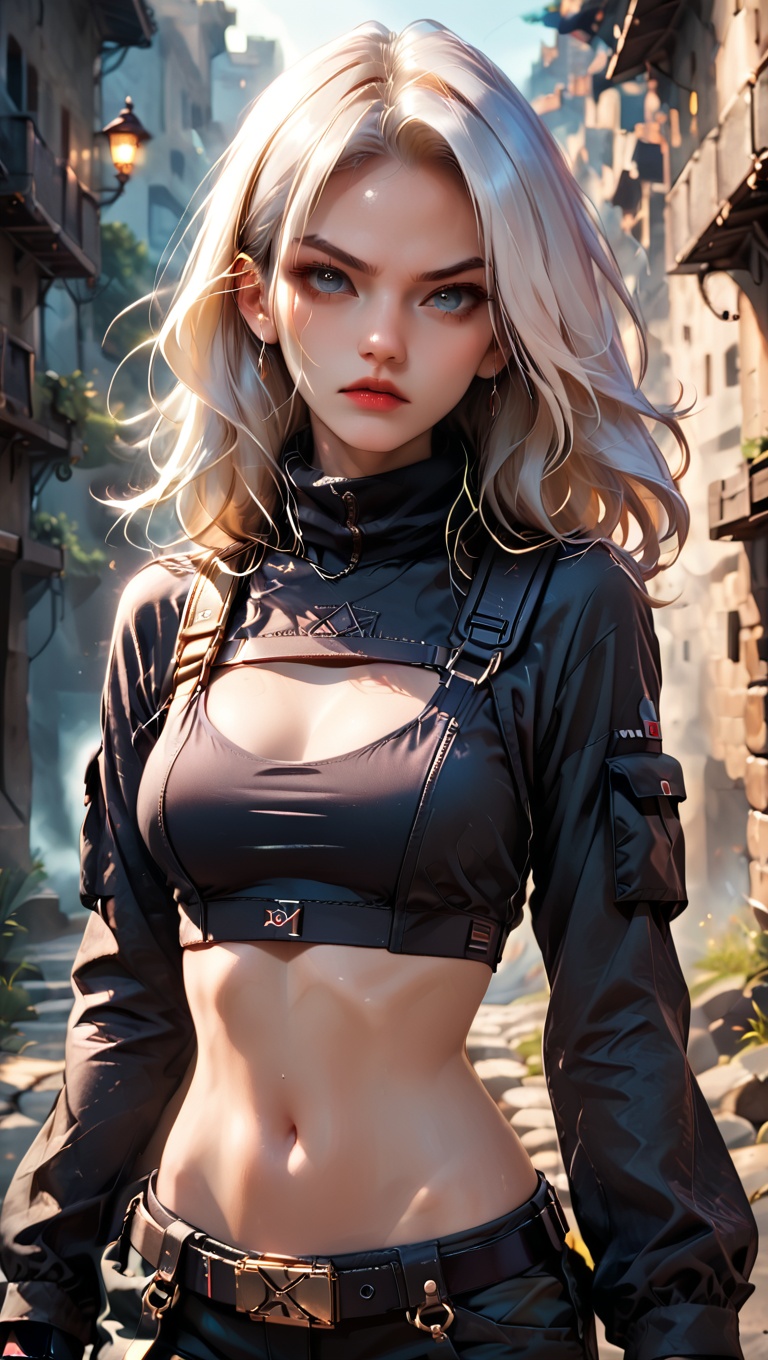 captivating female character,  highly detailed,  long flowing white hair on Tensor.Art