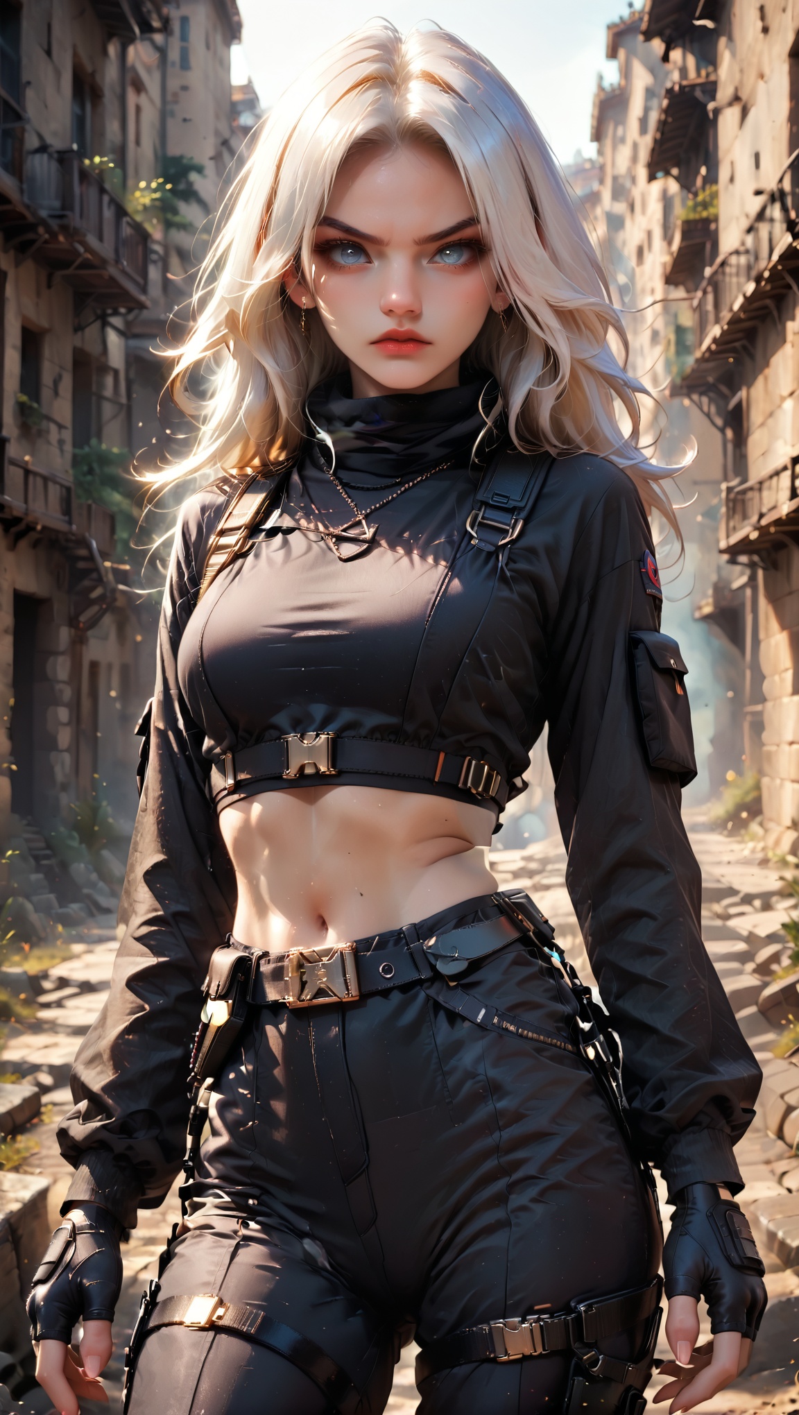 captivating female character,  highly detailed,  long flowing white hair on Tensor.Art