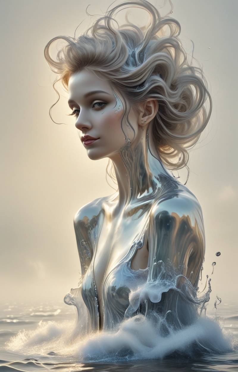 Meltcreaplay. Beautiful girl. Portrait of a girl's figure in a full body,  sitting pos. Full clothed,  full water dressed....