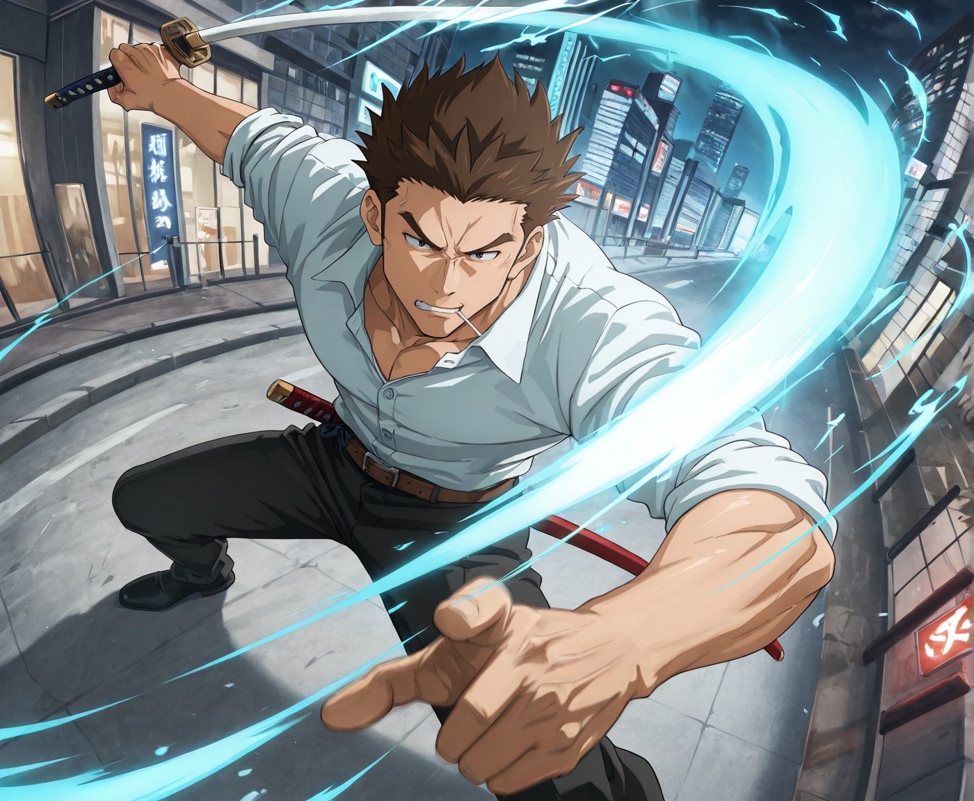 iaijutsu,  iaido sword draw,  katana being unsheathed on Tensor.Art