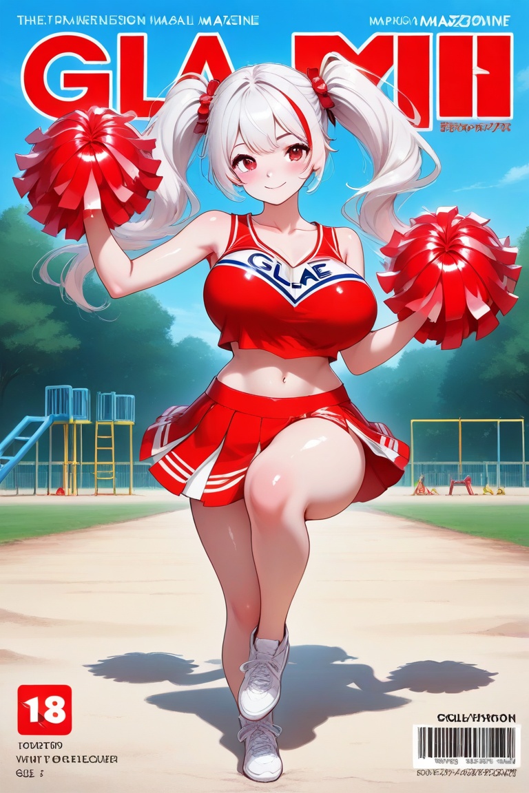 Magazine cover,  Red Apple Girl,  ( Cheerleading wearing glue on Tensor.Art