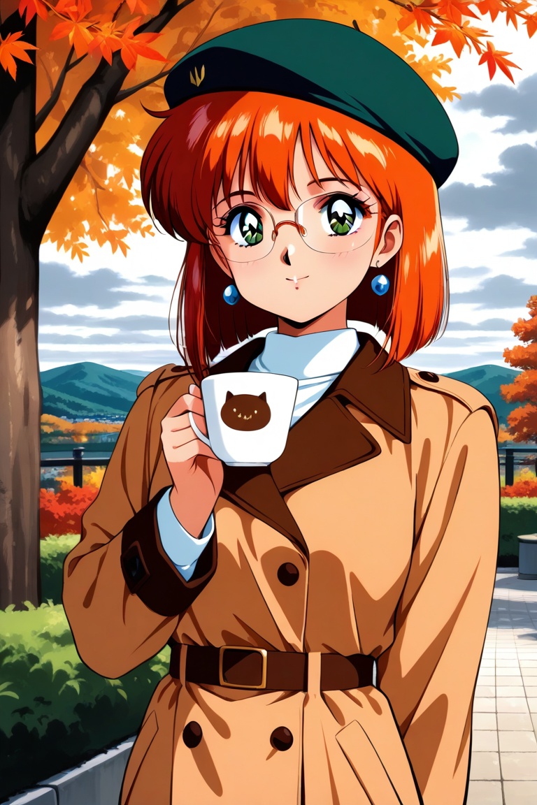 1 girl,  beret,  trench coat on Tensor.Art