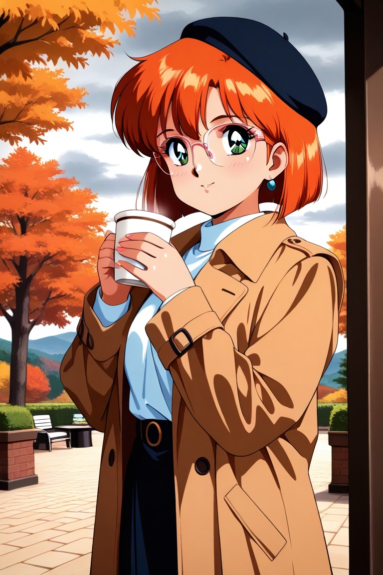 1 girl,  beret,  trench coat on Tensor.Art