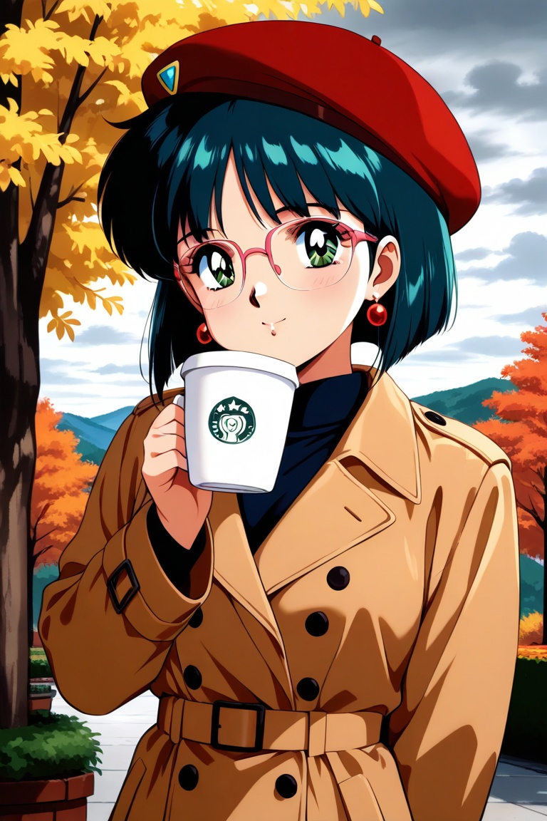 1 girl,  beret,  trench coat on Tensor.Art