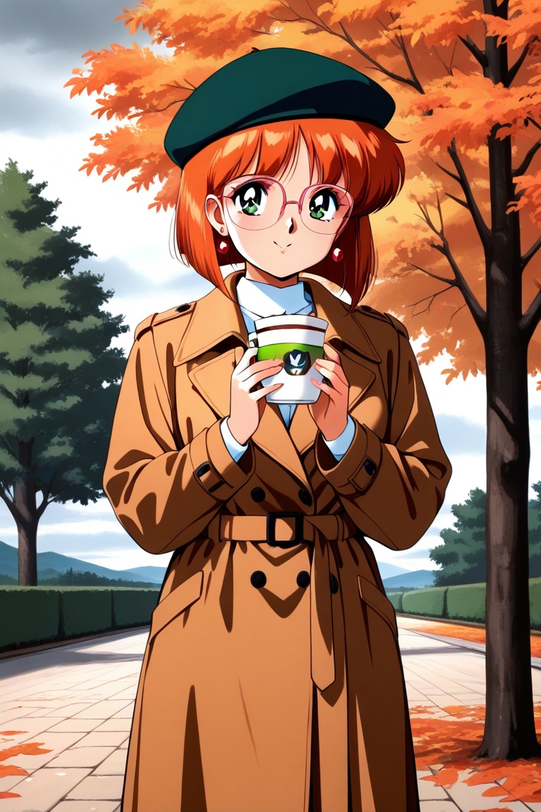 1 girl,  beret,  trench coat on Tensor.Art