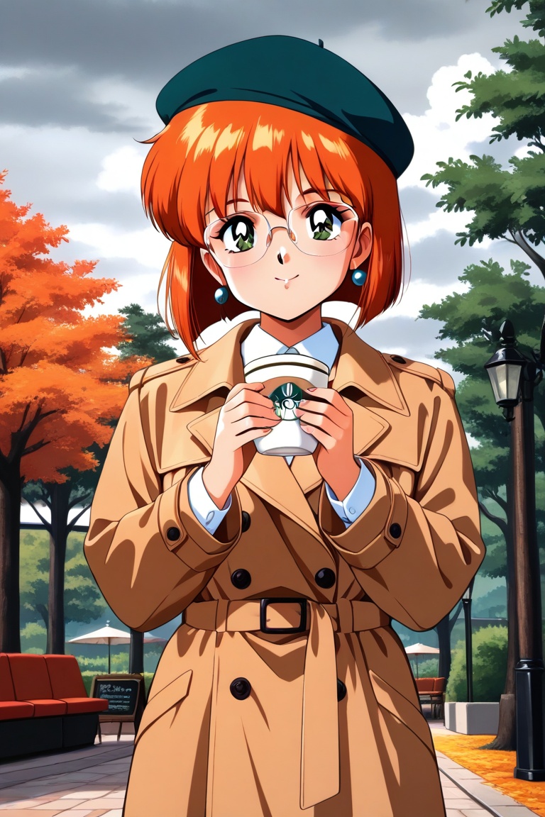 1 girl,  beret,  trench coat on Tensor.Art