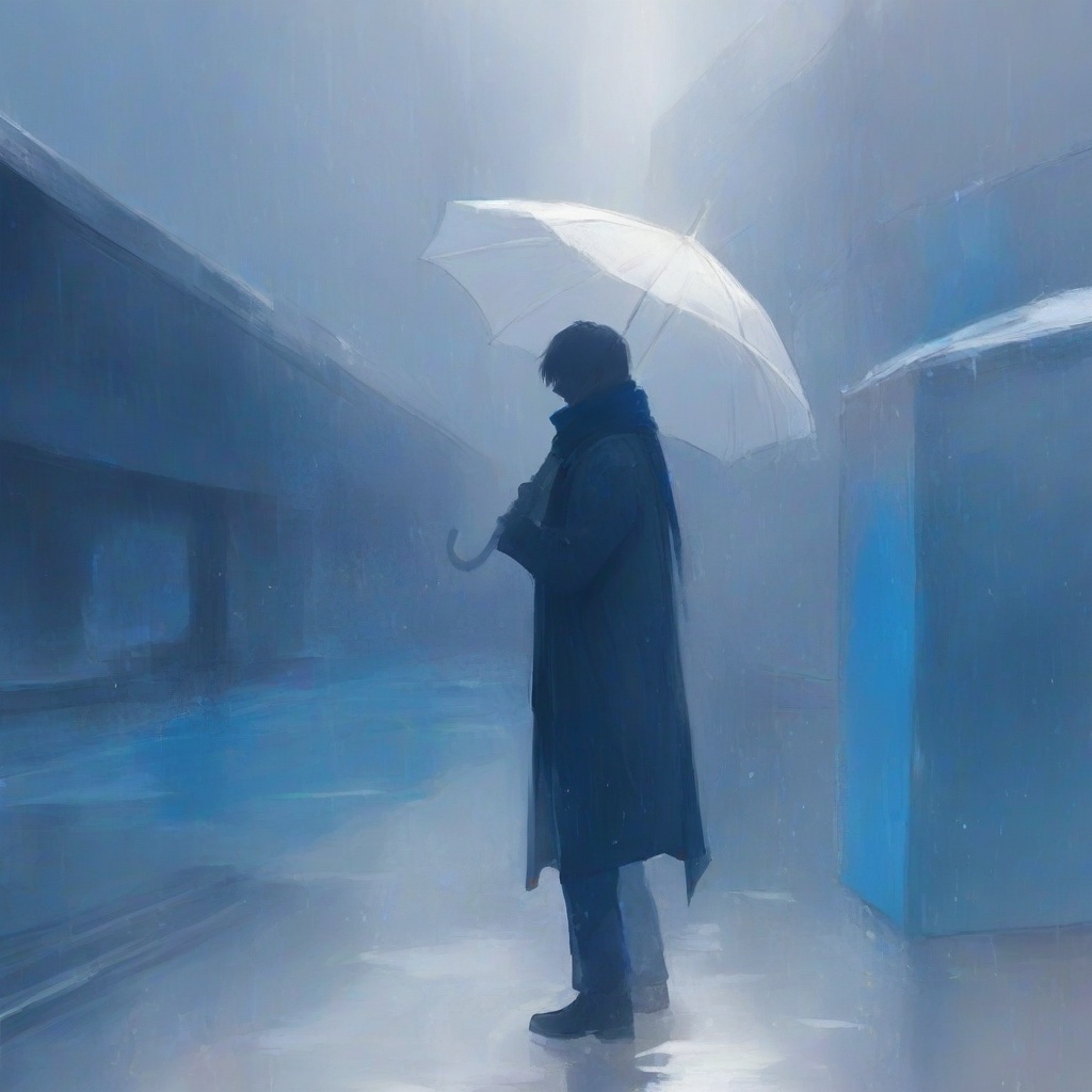 1boy,  under the rain,  holding an umbrella on Tensor.Art