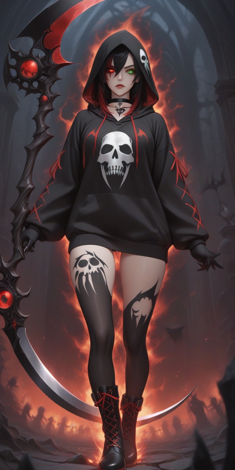 Grim Reaper,  Heterochromia,  Hoodie on Tensor.Art