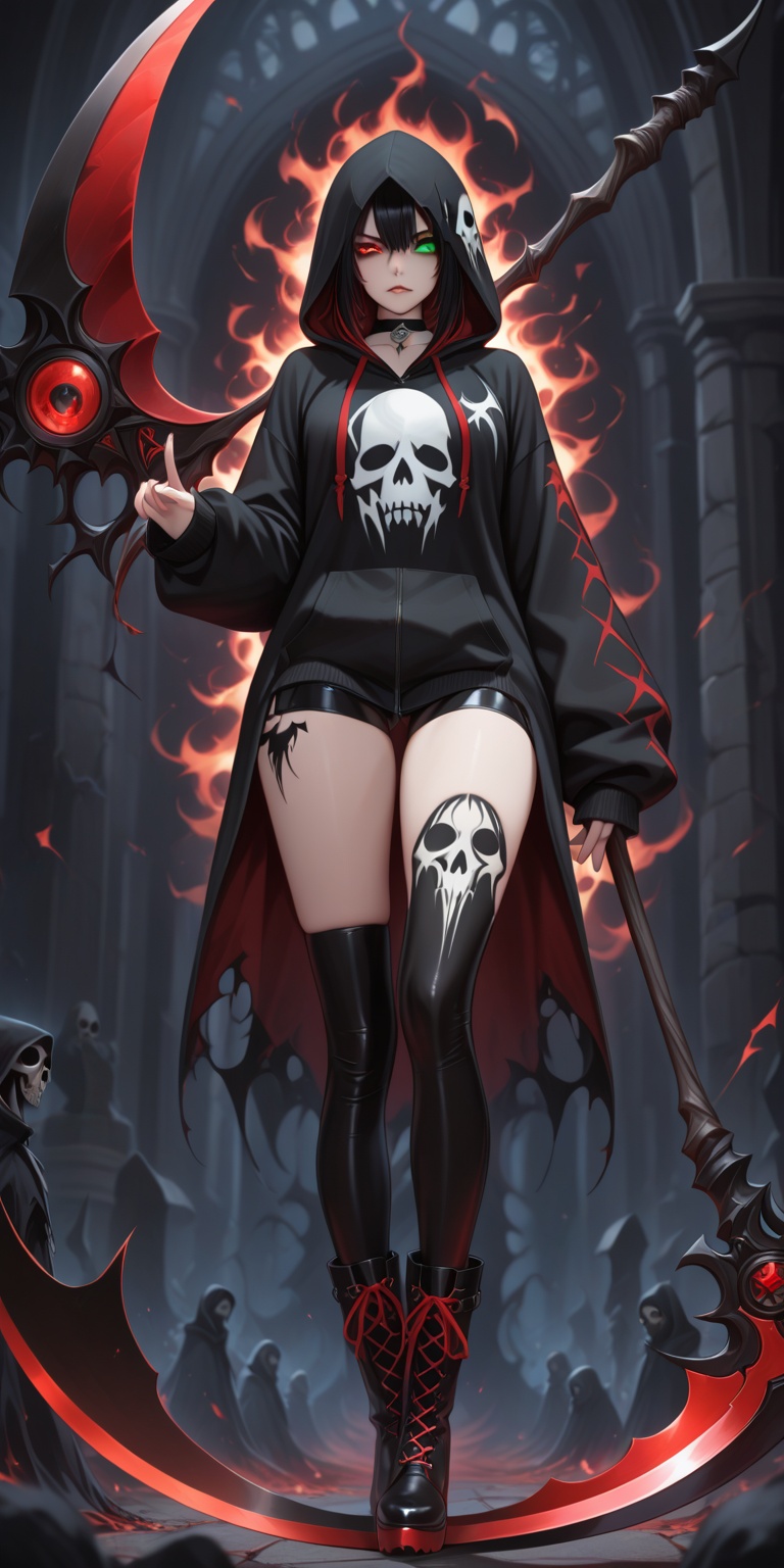 Grim Reaper,  Heterochromia,  Hoodie on Tensor.Art