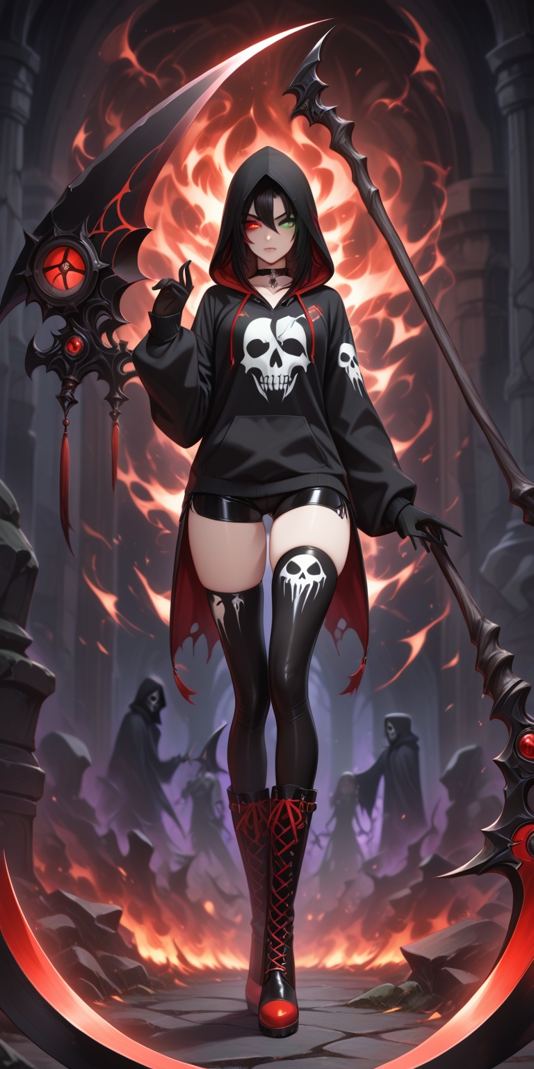 Grim Reaper,  Heterochromia,  Hoodie on Tensor.Art