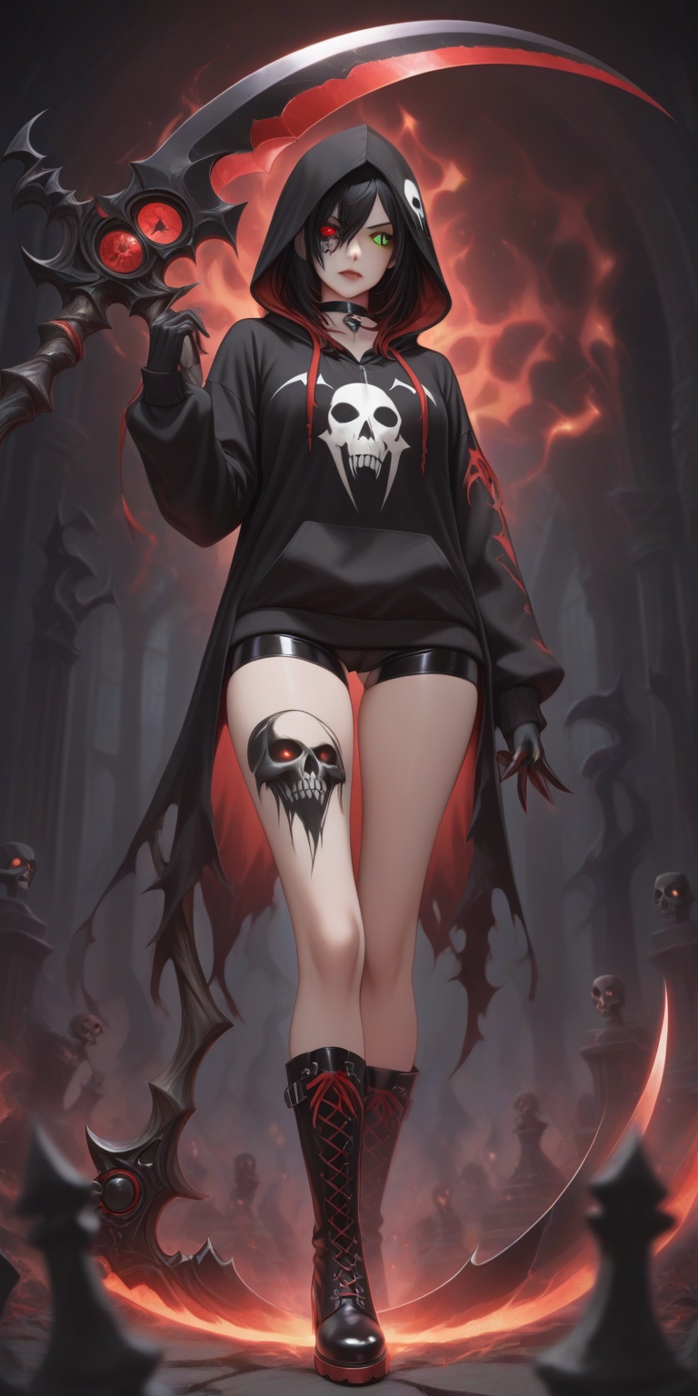 Grim Reaper,  Heterochromia,  Hoodie on Tensor.Art