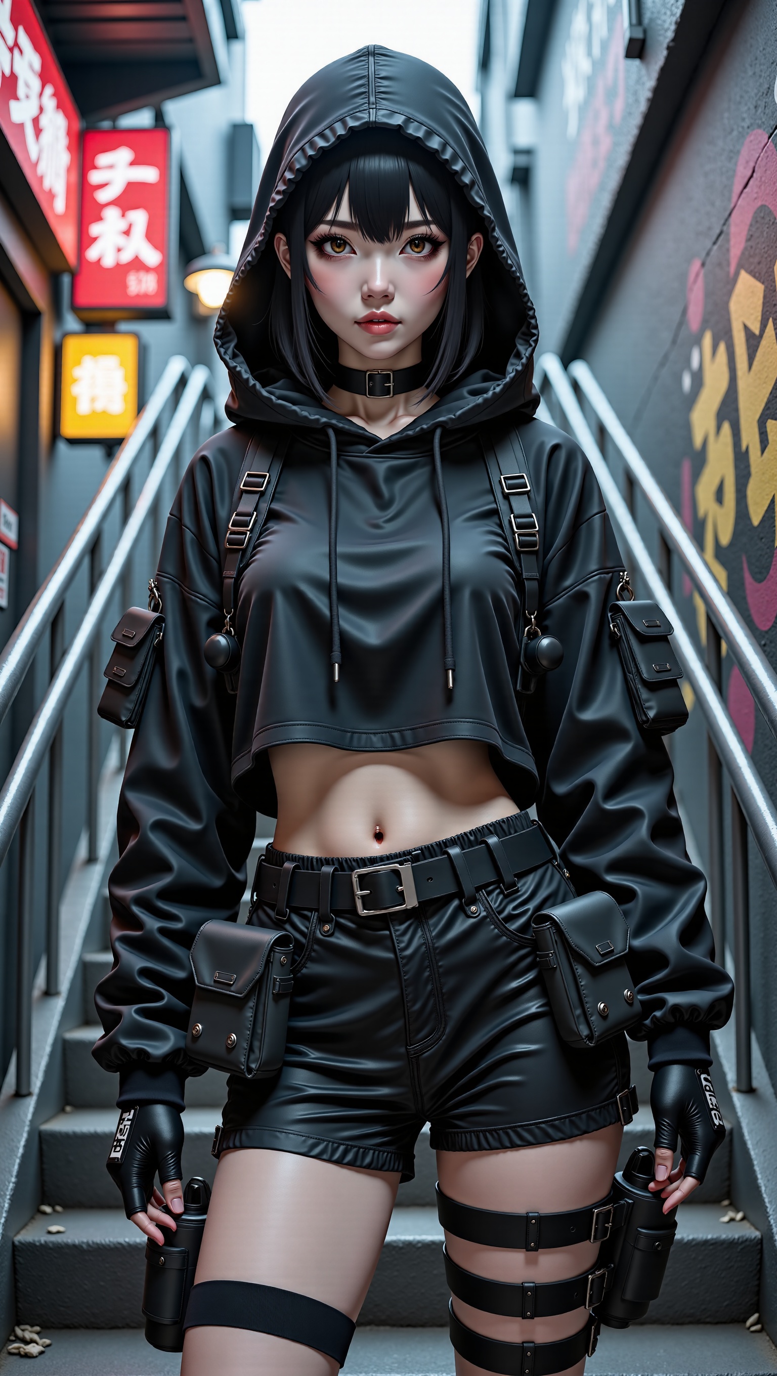 masterpiece,  highly detailed,  anime cyberpunk streetwear on Tensor.Art