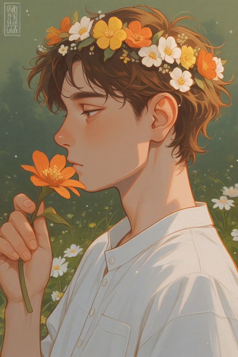 solo,  short hair,  brown hair on Tensor.Art