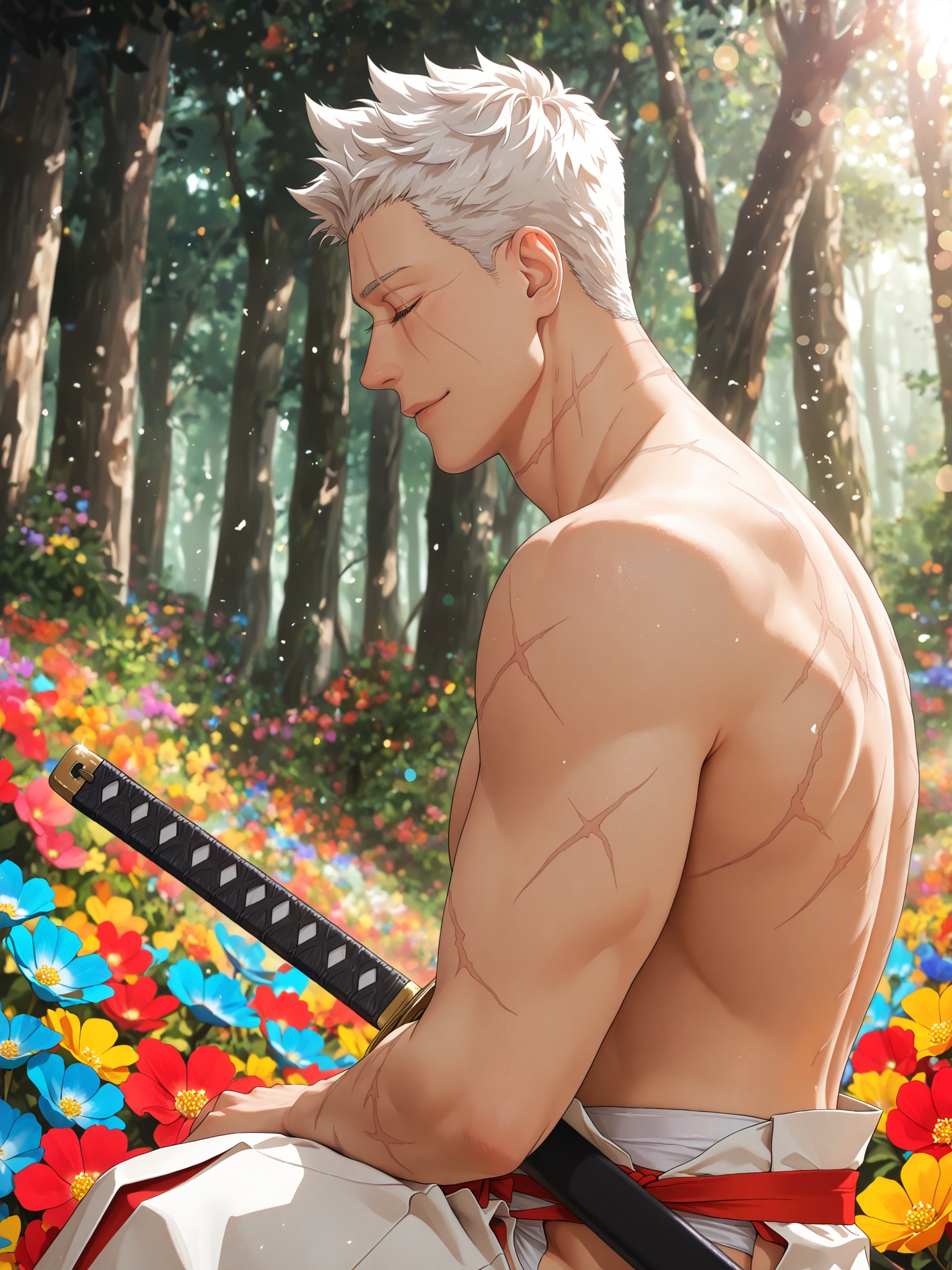 1boy (mature male,  shion,  closed eyes on Tensor.Art