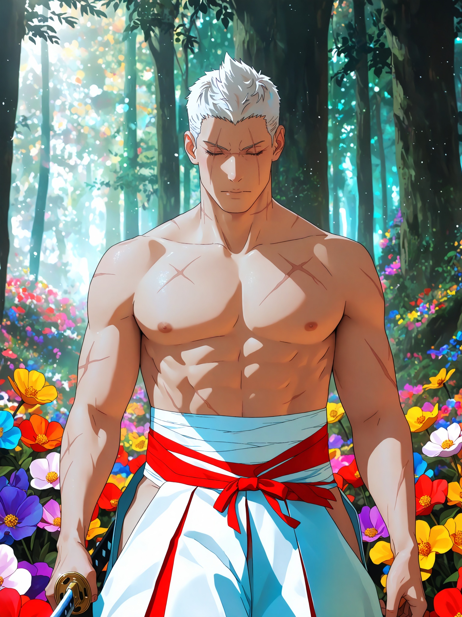1boy (mature male,  shion,  closed eyes on Tensor.Art
